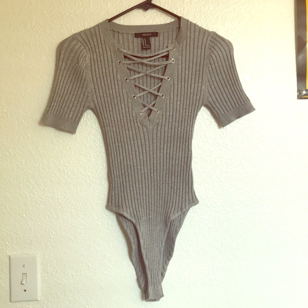 Lace up forever 21 bodysuit